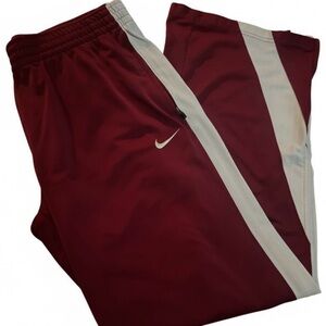 Nike Maroon Track Pants Athletic Joggers White Stripe Men’s Size Large